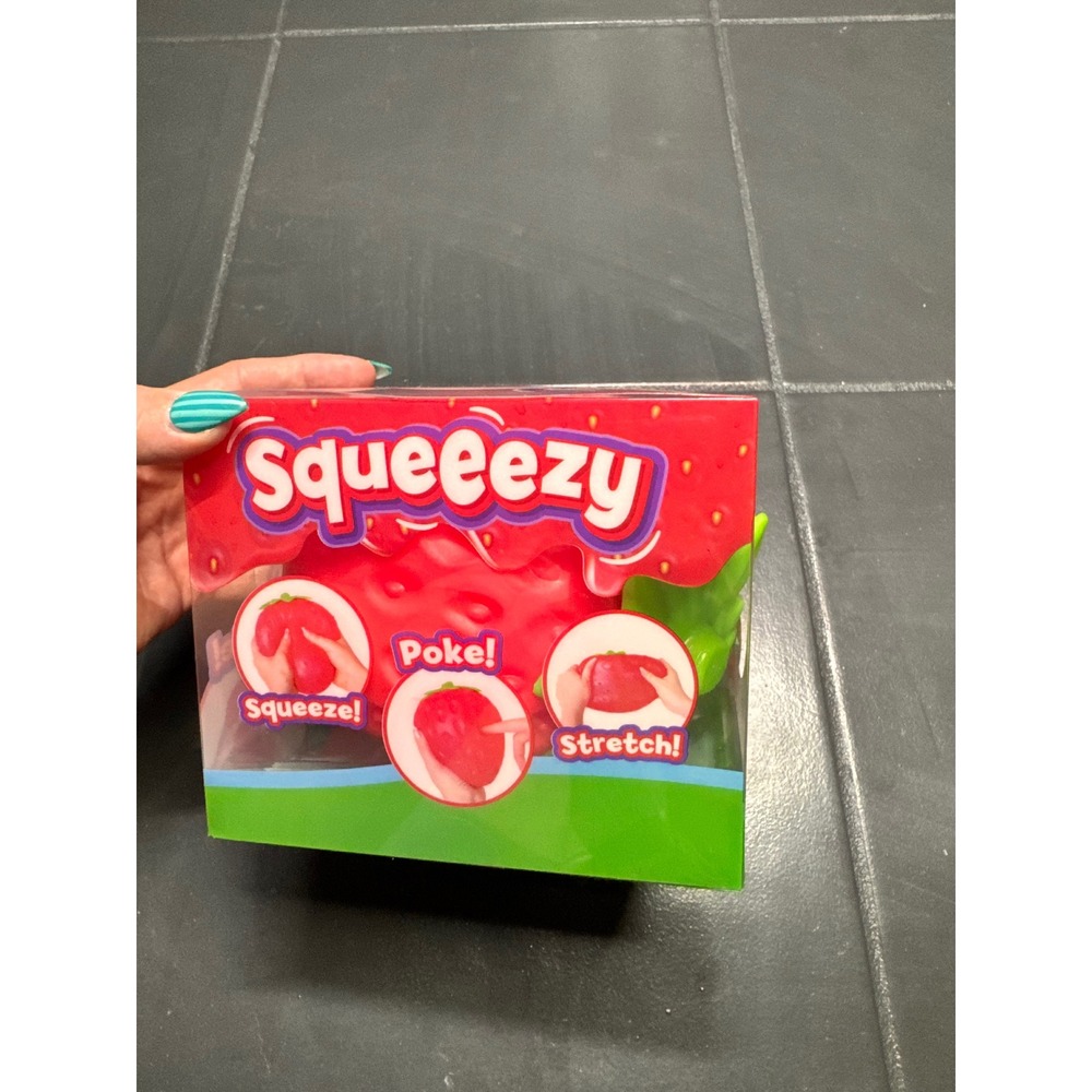 Squeeezy Strawberry Sensory Fidget Toy Red Squishy Stress Relief Poke Stretch